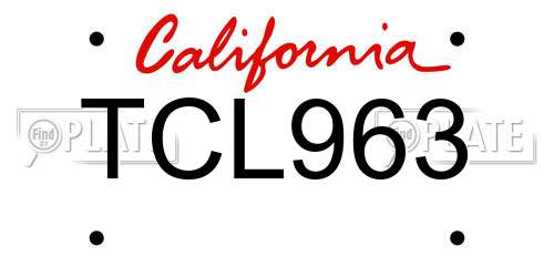 TCL963 California License Plate