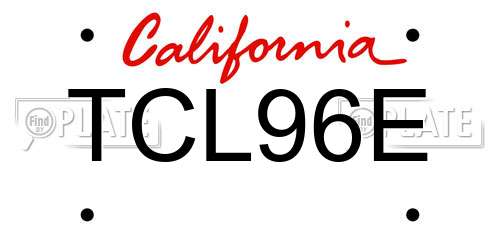 TCL96E California License Plate