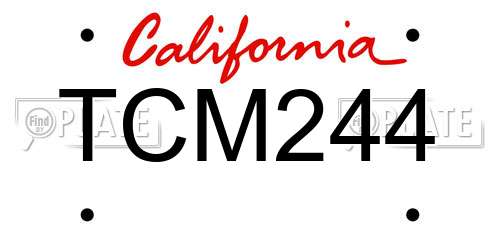TCM244 California License Plate