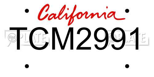 TCM2991 California License Plate
