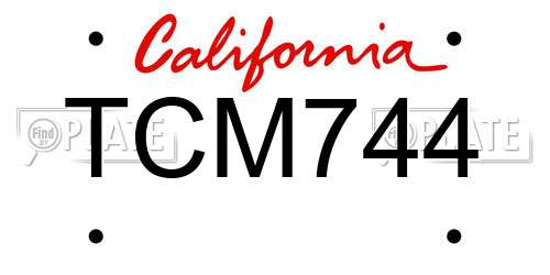 TCM744 California License Plate