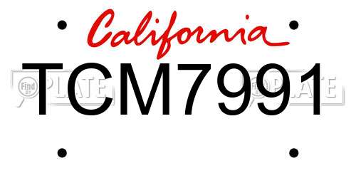 TCM7991 California License Plate