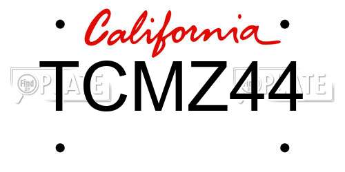 TCMZ44 California License Plate