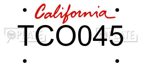 TCO045 California License Plate