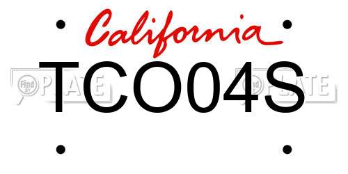 TCO04S California License Plate