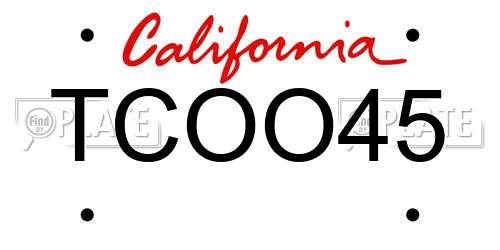 TCOO45 California License Plate