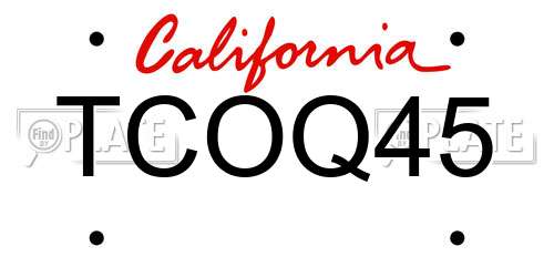 TCOQ45 California License Plate
