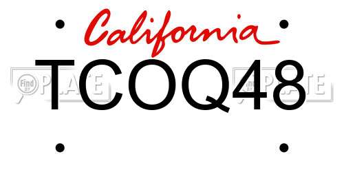 TCOQ48 California License Plate
