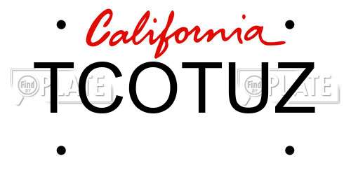 TCOTUZ California License Plate