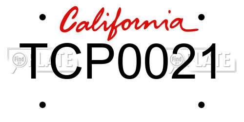 TCP0021 California License Plate
