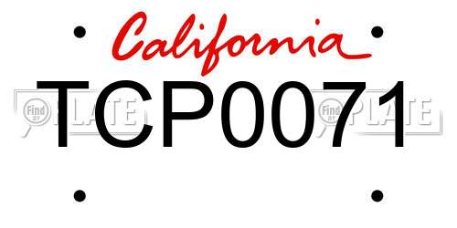 TCP0071 California License Plate