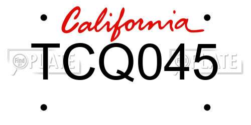 TCQ045 California License Plate