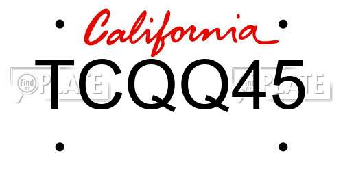 TCQQ45 California License Plate