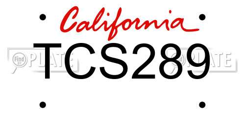 TCS289 California License Plate
