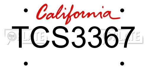 TCS3367 California License Plate