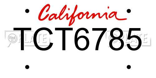 TCT6785 California License Plate