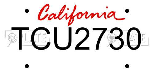 TCU2730 California License Plate