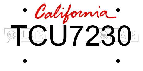 TCU7230 California License Plate
