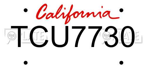 TCU7730 California License Plate