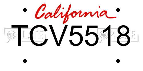 TCV5518 California License Plate