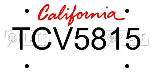 TCV5815 California License Plate