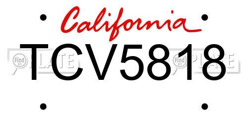TCV5818 California License Plate