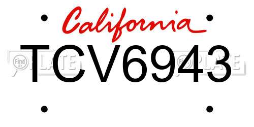 TCV6943 California License Plate