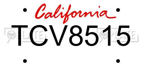 TCV8515 California License Plate