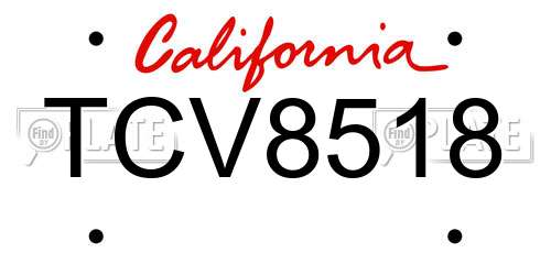 TCV8518 California License Plate