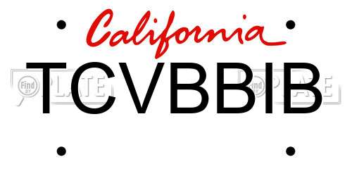TCVBBIB California License Plate