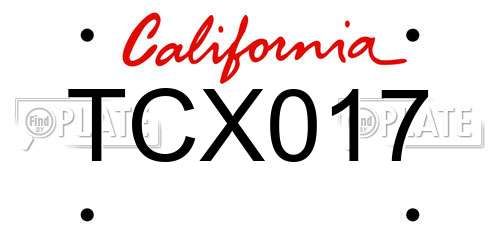 TCX017 California License Plate