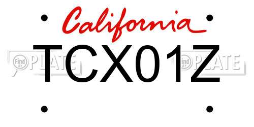 TCX01Z California License Plate