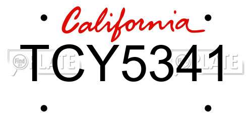TCY5341 California License Plate