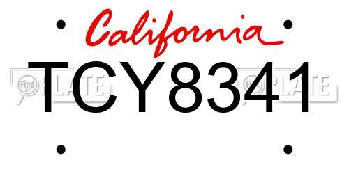 TCY8341 California License Plate