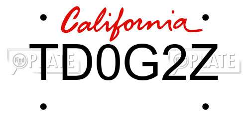 TD0G2Z California License Plate