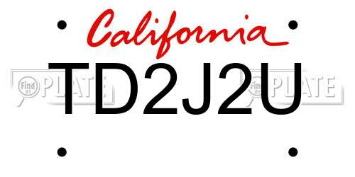 TD2J2U California License Plate