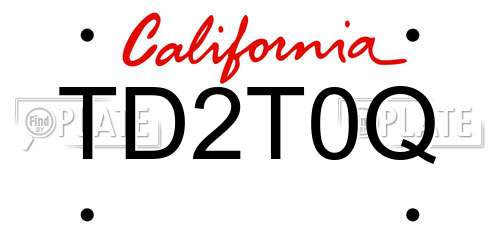 TD2T0Q California License Plate