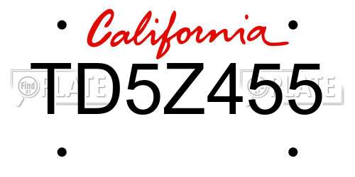 TD5Z455 California License Plate