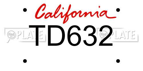 TD632 California License Plate