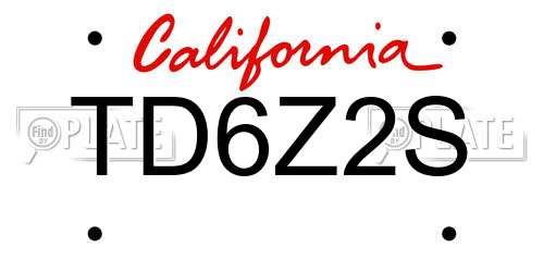 TD6Z2S California License Plate
