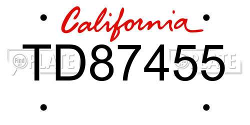 TD87455 California License Plate