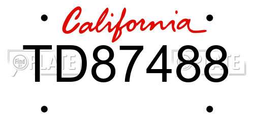 TD87488 California License Plate