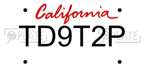 TD9T2P California License Plate