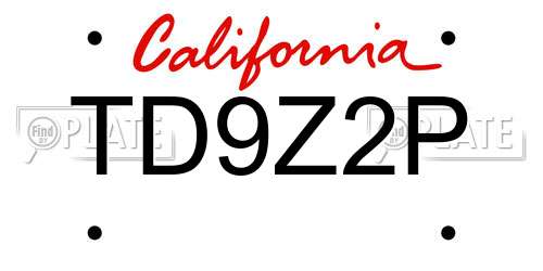 TD9Z2P California License Plate