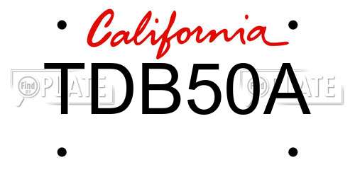 TDB50A California License Plate