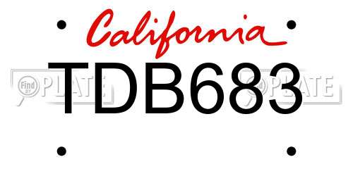 TDB683 California License Plate