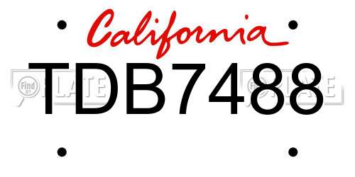TDB7488 California License Plate