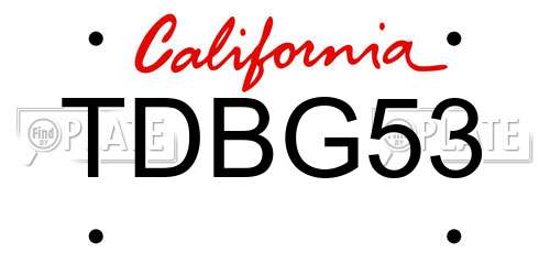 TDBG53 California License Plate