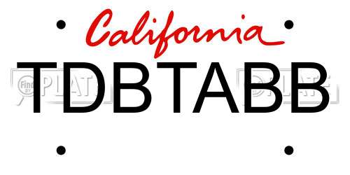 TDBTABB California License Plate