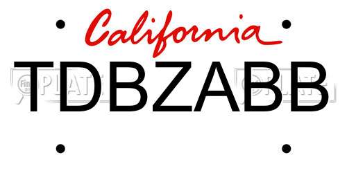 TDBZABB California License Plate